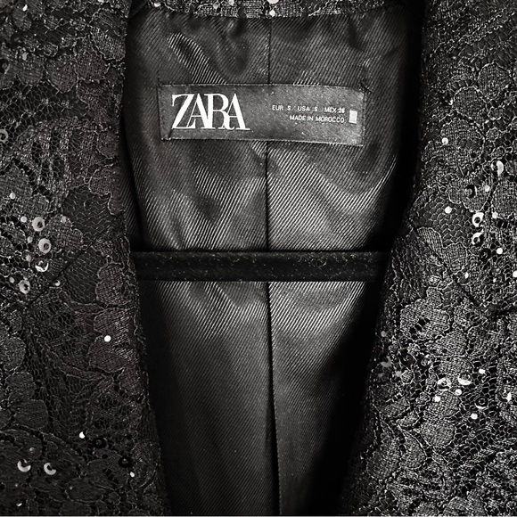 Zara lace sequin black blazer jacket - Picture 5 of 8
